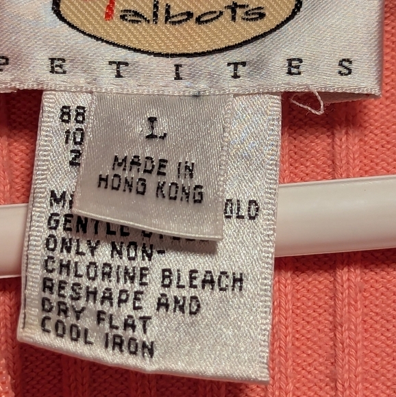 Talbots LP Zip Up Cardigan pink salmon vintage partial ribbing - Picture 2 of 9